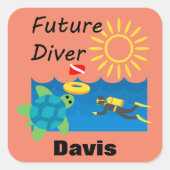 Future Diver Design - Square Stickers (Vorderseite)