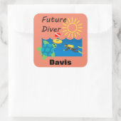 Future Diver Design - Square Stickers (Tasche)