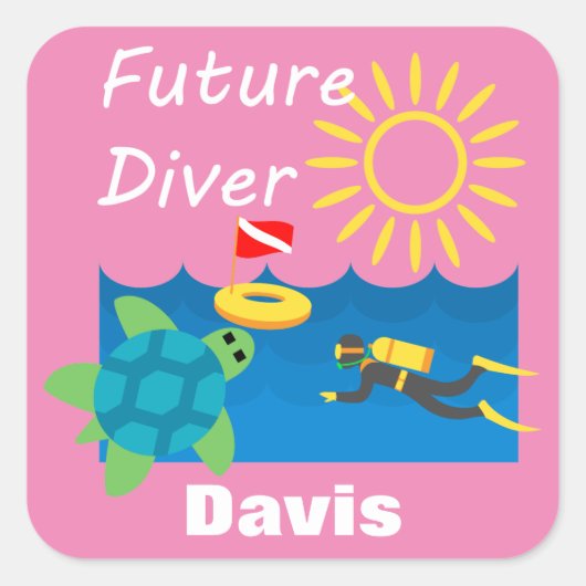Future Diver Design - Square Stickers (Vorderseite)