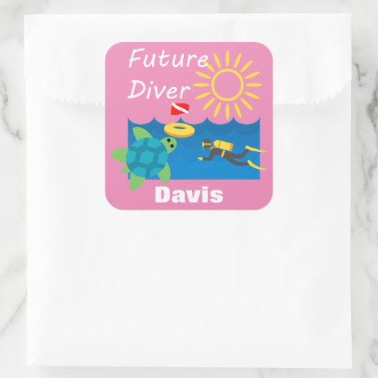 Future Diver Design - Square Stickers (Tasche)