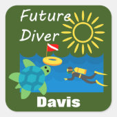 Future Diver Design - Square Stickers (Vorderseite)