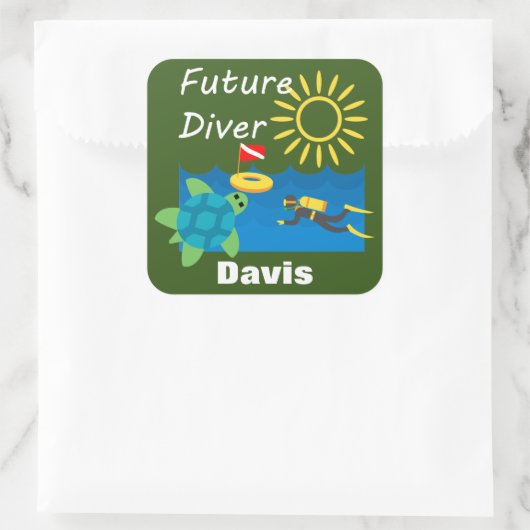 Future Diver Design - Square Stickers (Tasche)