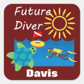 Future Diver Design - Square Stickers (Vorderseite)