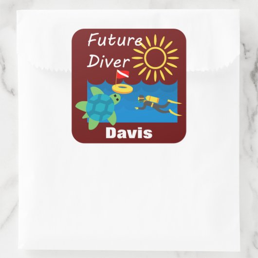 Future Diver Design - Square Stickers (Tasche)