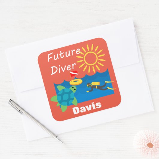 Future Diver Design - Square Stickers (Umschlag)