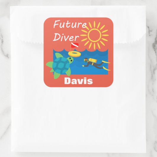 Future Diver Design - Square Stickers (Tasche)