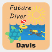 Future Diver Design - Square Stickers (Vorderseite)