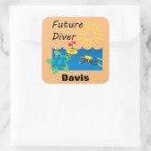 Future Diver Design - Square Stickers (Tasche)