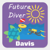 Future Diver Design - Square Stickers (Vorderseite)