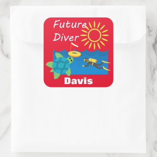 Future Diver Design - Square Stickers (Tasche)