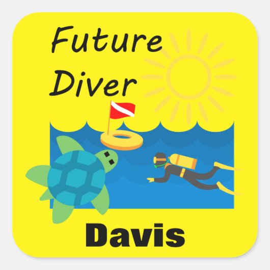 Future Diver Design - Square Stickers (Vorderseite)