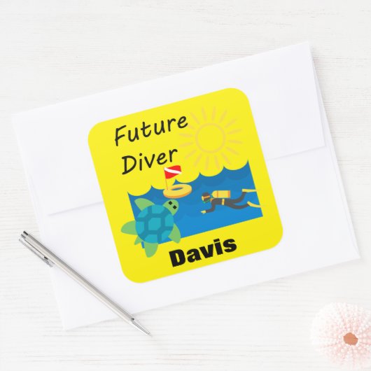 Future Diver Design - Square Stickers (Umschlag)