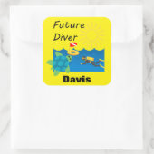 Future Diver Design - Square Stickers (Tasche)