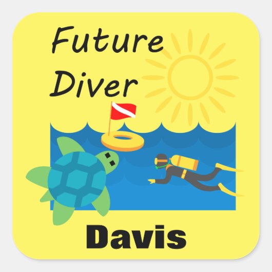 Future Diver Design - Square Stickers (Vorderseite)