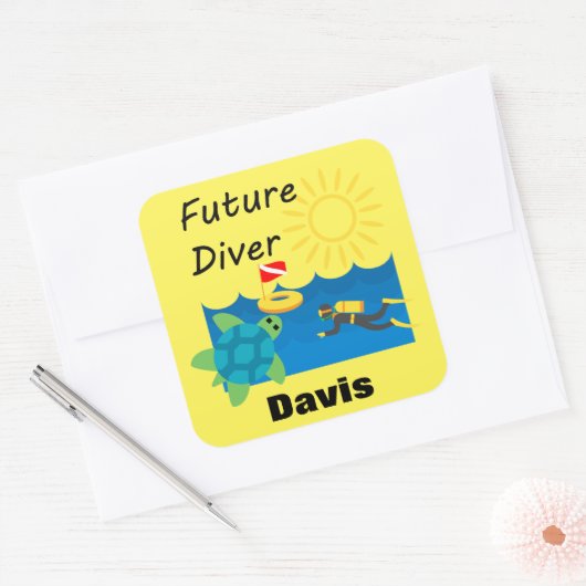Future Diver Design - Square Stickers (Umschlag)