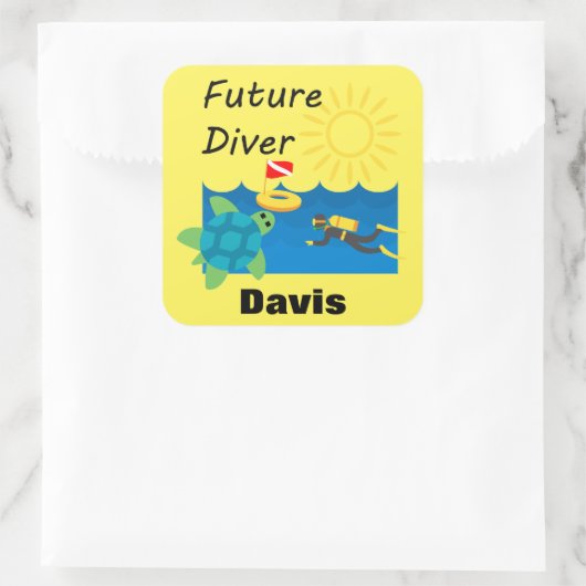 Future Diver Design - Square Stickers (Tasche)