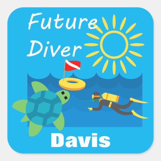 Future Diver Design - Square Stickers (Vorderseite)