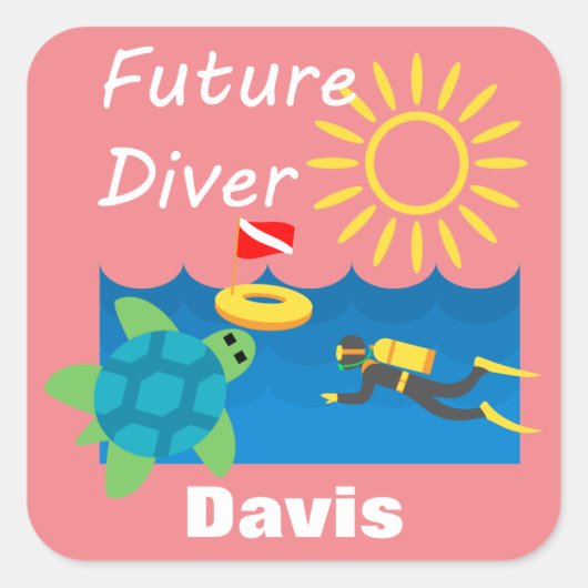 Future Diver Design - Square Stickers (Vorderseite)