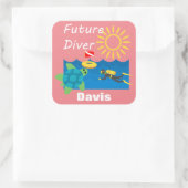 Future Diver Design - Square Stickers (Tasche)