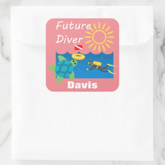 Future Diver Design - Square Stickers (Tasche)