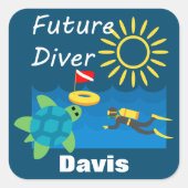 Future Diver Design - Square Stickers (Vorderseite)