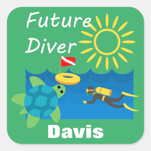 Future Diver Design - Square Stickers (Vorderseite)