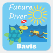 Future Diver Design - Square Stickers (Vorderseite)