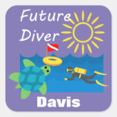 Future Diver Design - Square Stickers (Vorderseite)