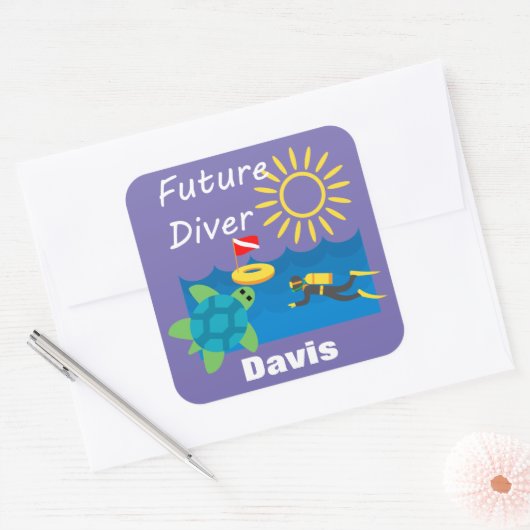 Future Diver Design - Square Stickers (Umschlag)