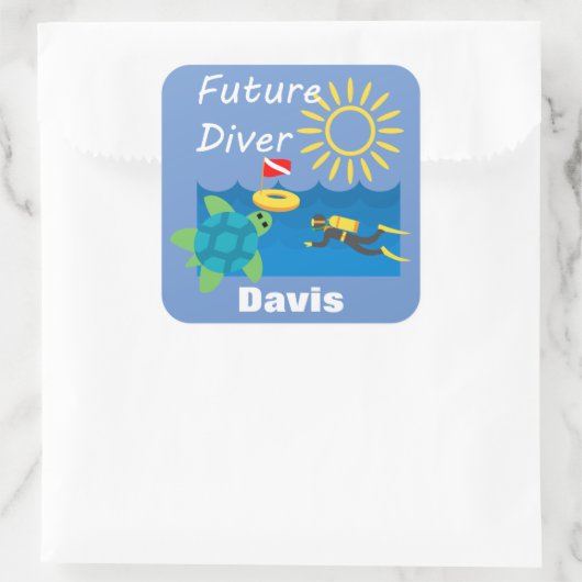 Future Diver Design - Square Stickers (Tasche)
