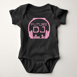 Future DJ Baby Girl Kids Deejay Disc Jockey Pink Strampler