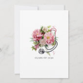 Future Doctor Floral Stethoscope Foto Abschluss Einladung (Rückseite)