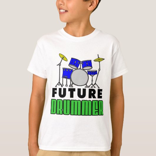 Future Drummer Blue Drum Set T-Shirt (Vorderseite)