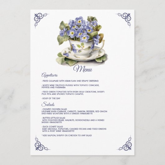 Future Dusk Common Abend Primrose Floral Wedding Menükarte (Vorderseite)