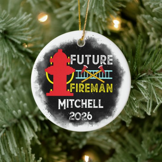 Future Firefighter Graduation Keramik Ornament (Baum)