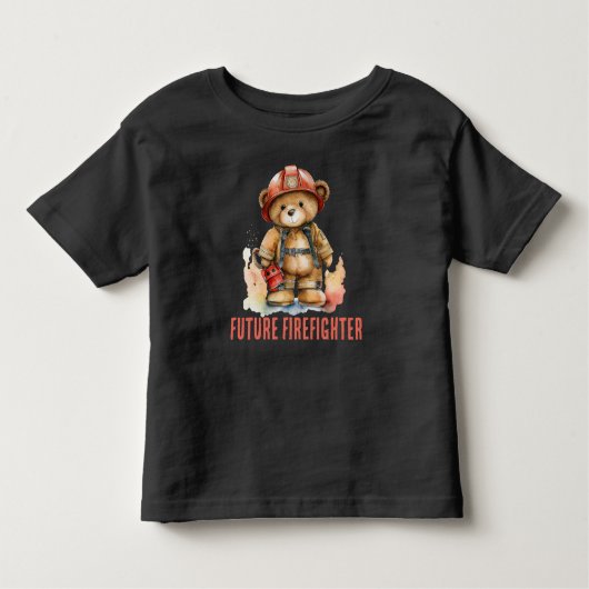 Future Firefighter Wasserfarbe Fireman Teddy Bear Kleinkind T-shirt (Vorderseite)