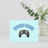 Future Gamer - Blue & Controller Postkarte (Stehend Vorderseite)