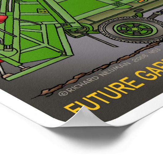 Future Garbour Truck Green Driver Poster Print (Ecke)