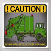 Future Garbour Truck Green Driver Poster Print (Vorne)