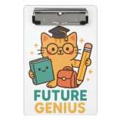 Future Genius - Niedliche Katze mit Essentials Mini Klemmbrett (Vorderseite)