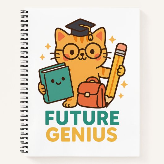 Future Genius - Niedliche Katze mit Essentials Notizblock (Vorderseite)