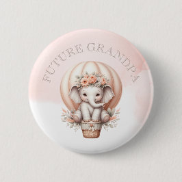 Future Grandpa Baby Shower Peach Elephant Button