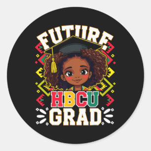 Future Hbcu Grad Black Girl Afro Kinder Schwarze H Runder Aufkleber