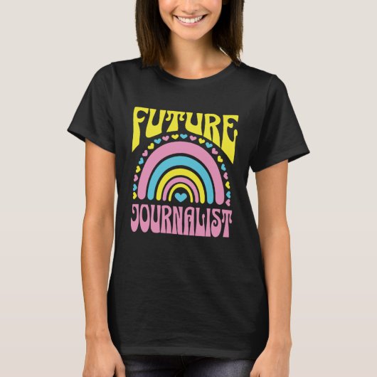 Future Journalist Bright Retro Rainbow Journalists T-Shirt (Vorderseite)