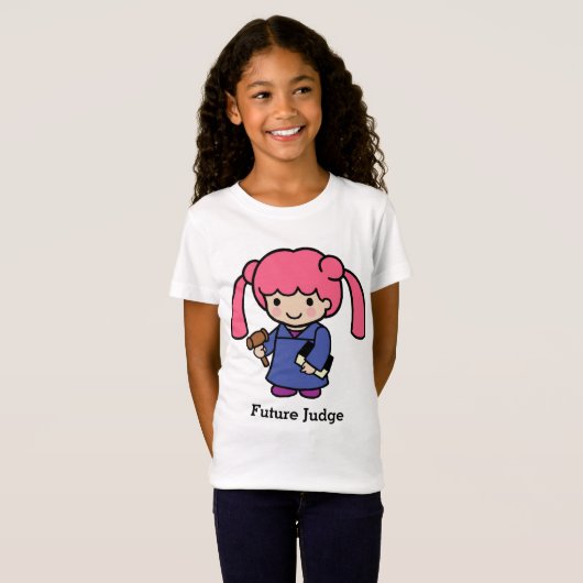 Future Judge Girl mit Buch und Gavel T-Shirt (Vorne ganz)