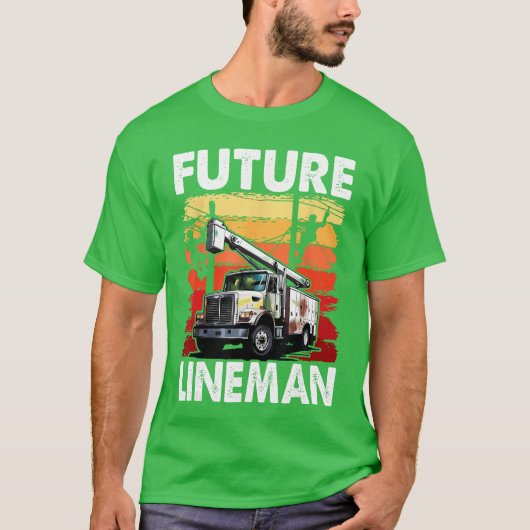 Future Lineman Bucketruck Kid Future Electric Cabl T-Shirt (Vorderseite)