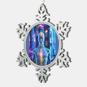 Future Man Schneeflocken Zinn-Ornament (Rechts)