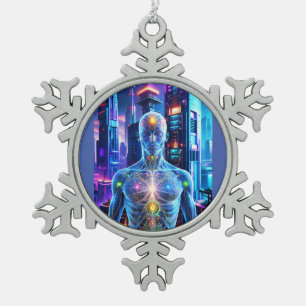 Future Man Schneeflocken Zinn-Ornament