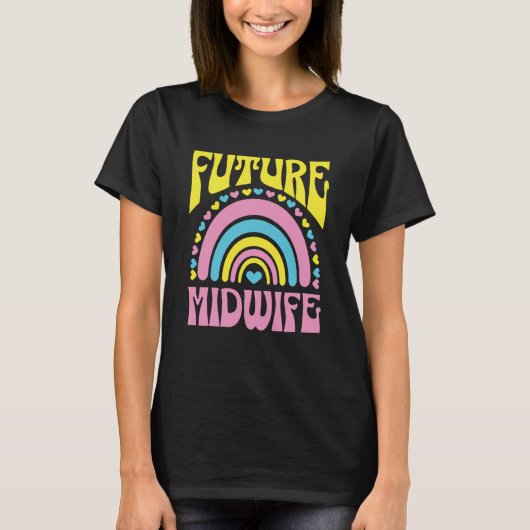 Future Midfrau Bright Retro Rainbow Midwifes Train T-Shirt (Vorderseite)