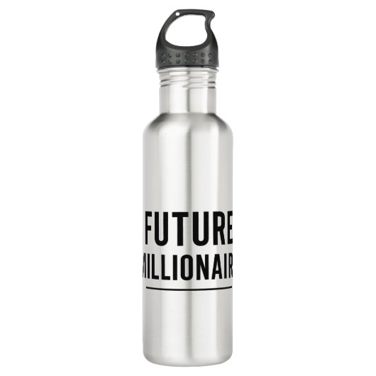 Future Millionaire Bold Black Typografy Modern Edelstahlflasche (Vorderseite)